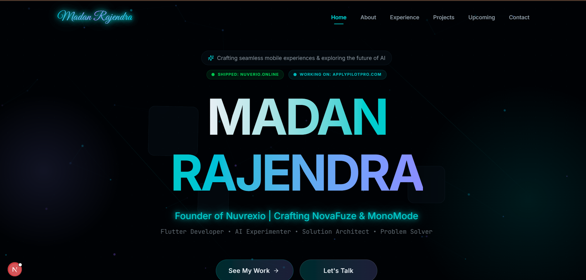 Madan Rajendra – Personal Portfolio Website